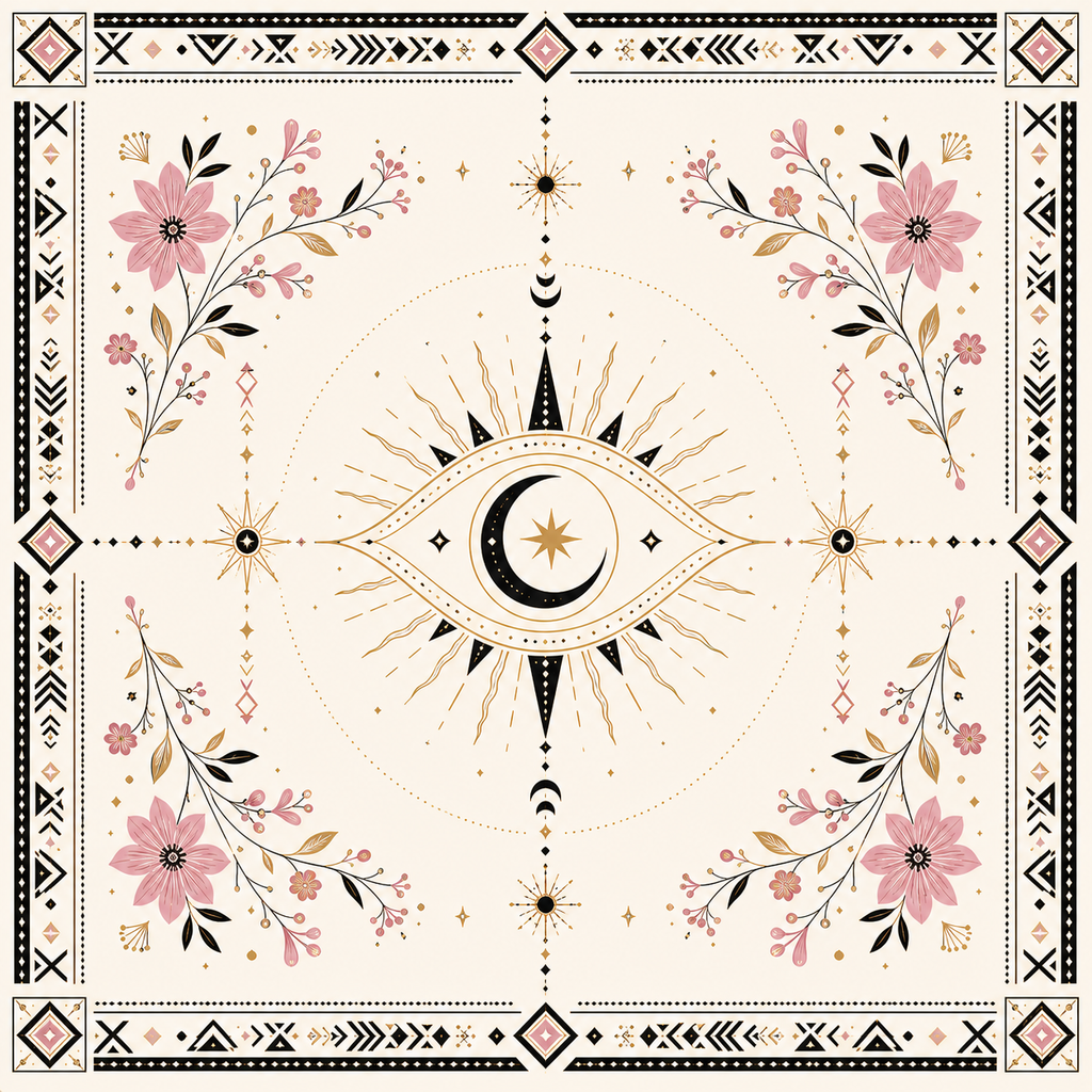 Bandana Bohème Rose – Motif Œil Solaire
