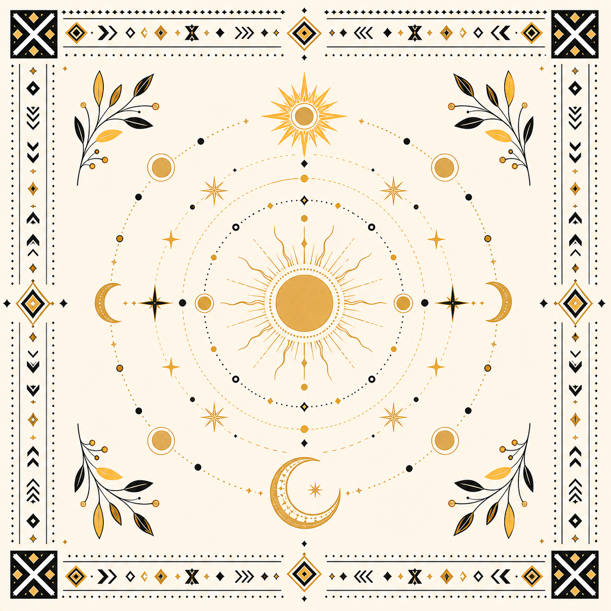 Bandana Bohème Jaune Soleil – Cercle des Astres
