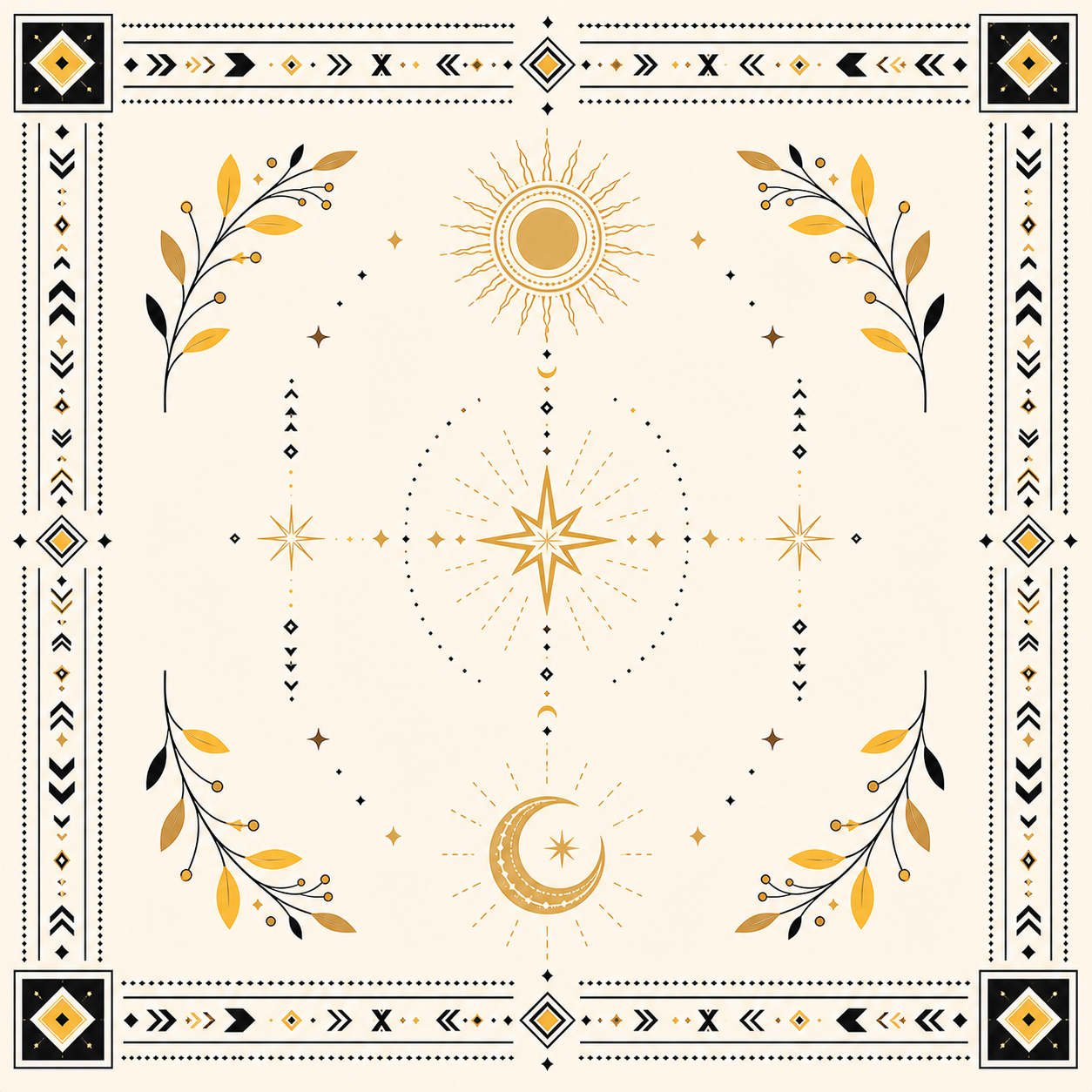 Bandana Bohème Doré – Totem Céleste