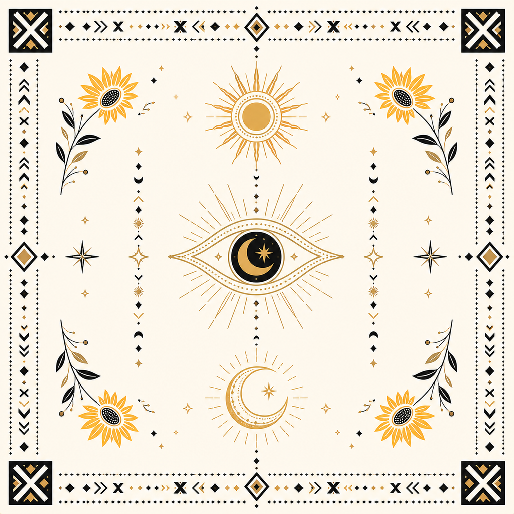 Bandana Bohème Jaune – Motif Œil Solaire